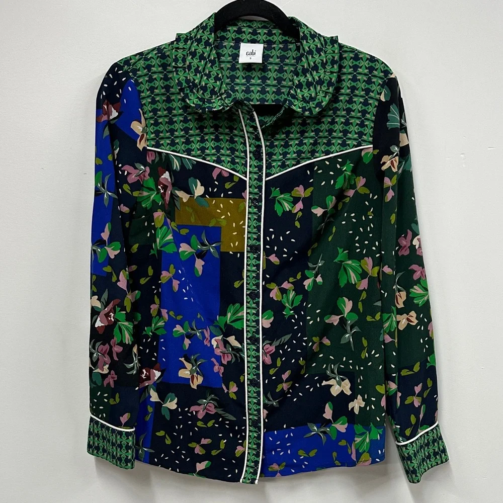 CAbi Multicolor bronco blouse Floral Patterned Shirt S 5520 - Picture 2 of 9